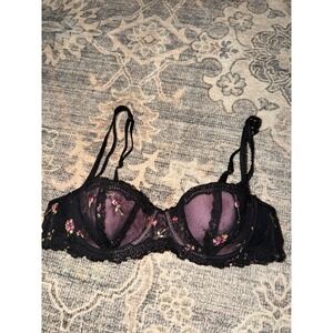 Vintage Victoria's Secret 2004 Y2K Black Mesh Lace Balconette Bra